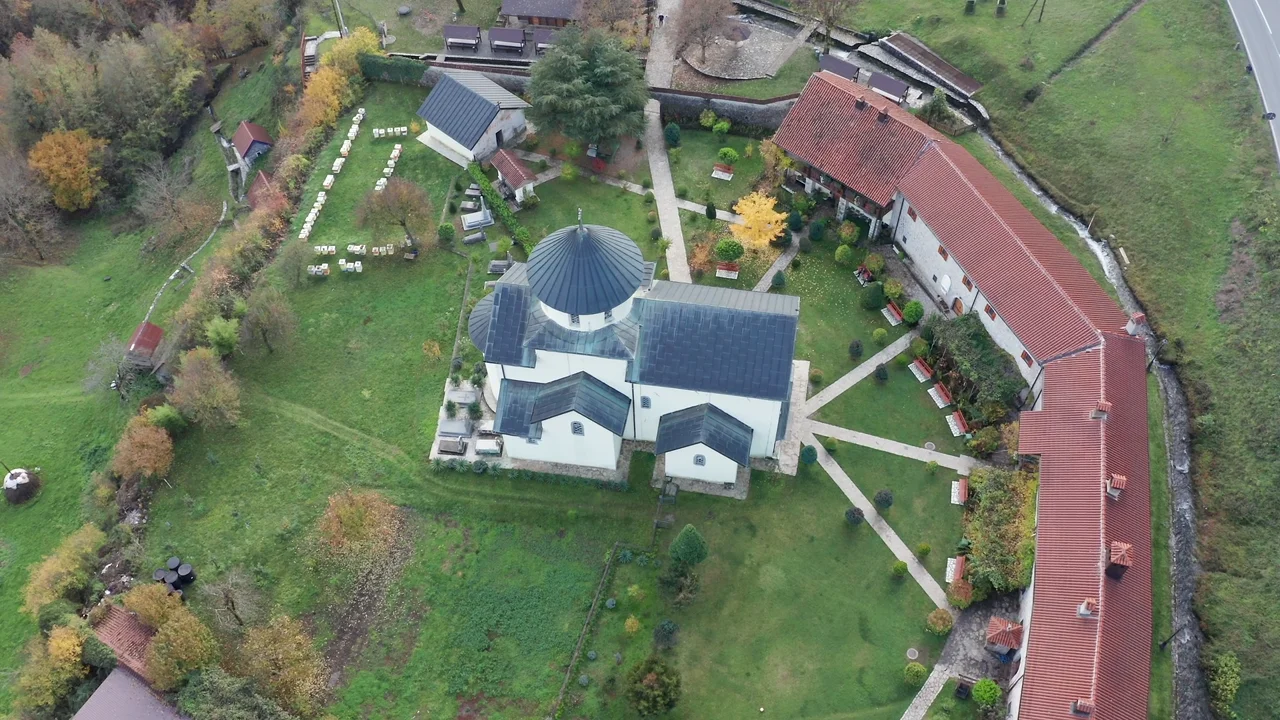 Wedding arch with Our Lady of the Rocks, Perast